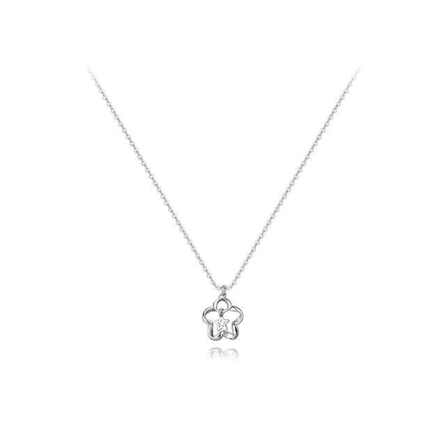 【纯银999 | 星星】 六桂福珠宝 小众设计经典百搭高级感日常简约精致轻奢通勤极简温柔气质可调节锁骨链 足银 项链 女款