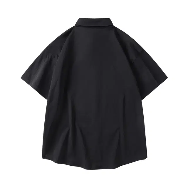 领航骆驼 港风设计色块拼接街头宽松百搭舒适休闲个性潮流透气户外通勤翻领短袖  衬衫 男女同款