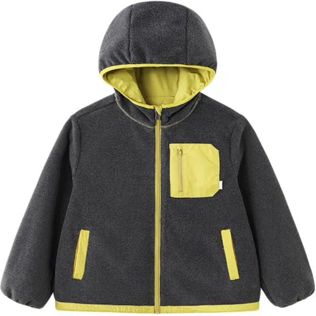 英氏其他上装 保暖摇粒绒抗静电拼色连帽休闲