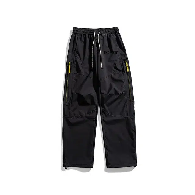 太子龍 撞色侧拉链机能直筒通勤长裤春夏季户外耐磨透气抽绳束脚休闲裤 男女同款