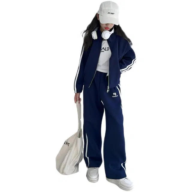 木木兔休闲运动套装 青春潮流时尚女大童秋季个性两件套 宽松百搭舒适潮酷时髦洋气 青少年