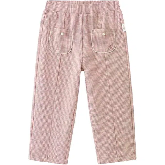 英氏其他长裤 千鸟格微喇叭春秋甜美