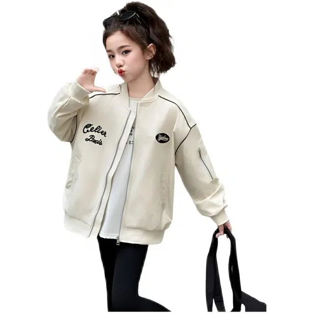 木木兔 棒球服 青春潮流时尚女大童外套学院风 宽松舒适秋季简约百搭休闲运动字母洋气 青少年