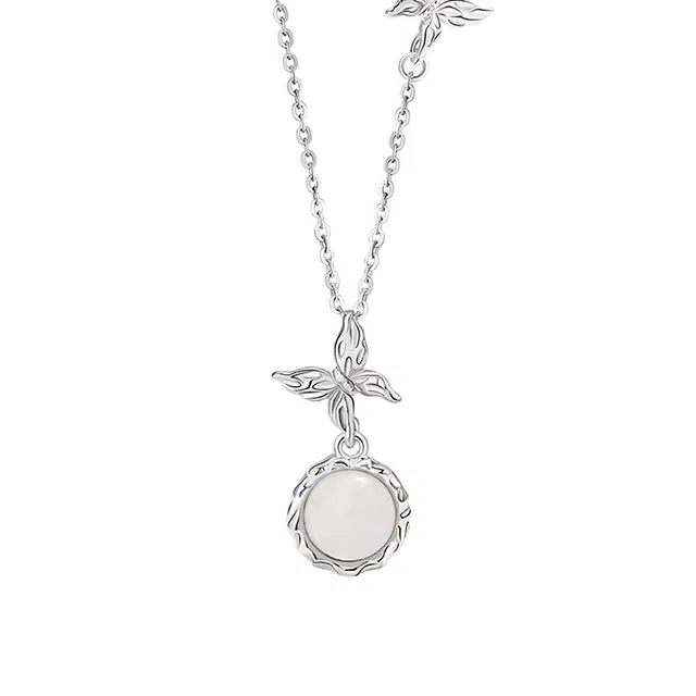 玄唐 蝴蝶简约小众个性风不规则冷系风#好运 玉髓 项链 女款