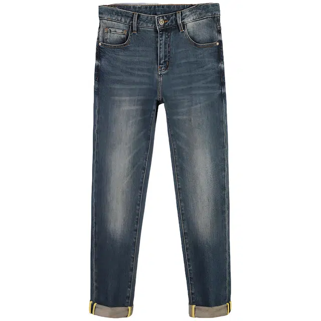 特斯型 修身复古男时尚百搭休闲潮流小直筒轻奢高端长裤牛仔裤 男款