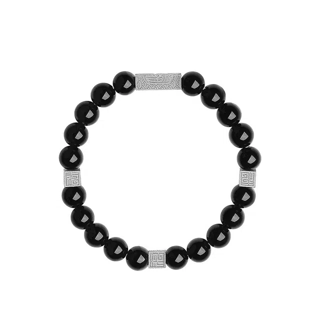 宣华意 新中式国潮风复古高级设计感 串珠 招财纳福 时来运转#好运 黑曜石 手串 男女同款情侣款
