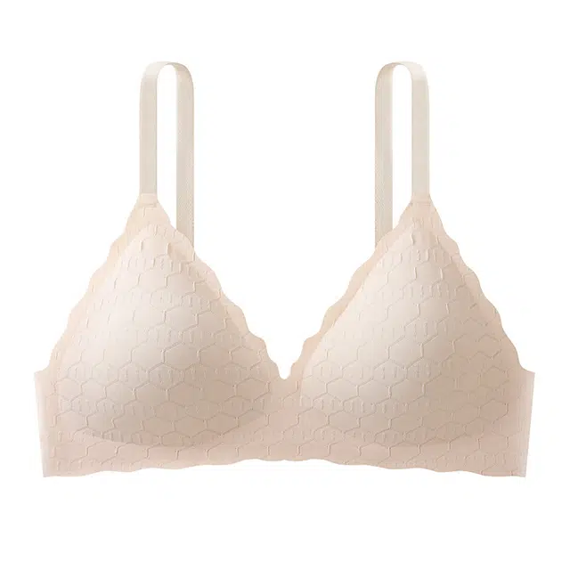 草本初色 小胸聚拢无痕内衣女果冻胶罩杯夏季薄款透气纯欲风几何吊带文胸 女款