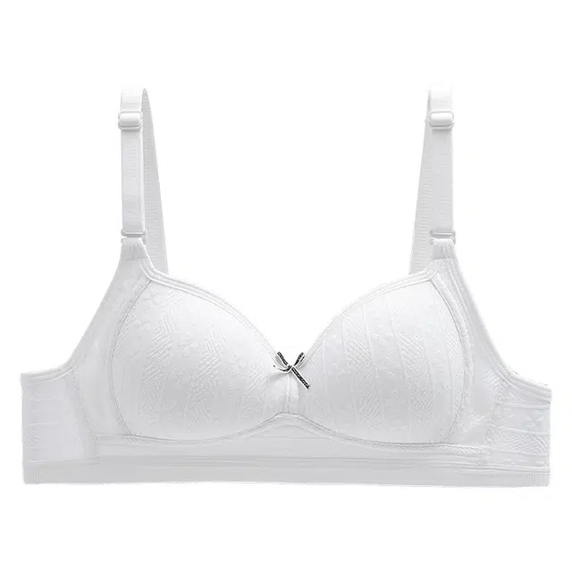 二三二三 纯色透气吸汗防下垂亲肤柔软无痕舒适蝴蝶结点缀氛围感美背时尚百搭无钢圈可调节肩带文胸 女款