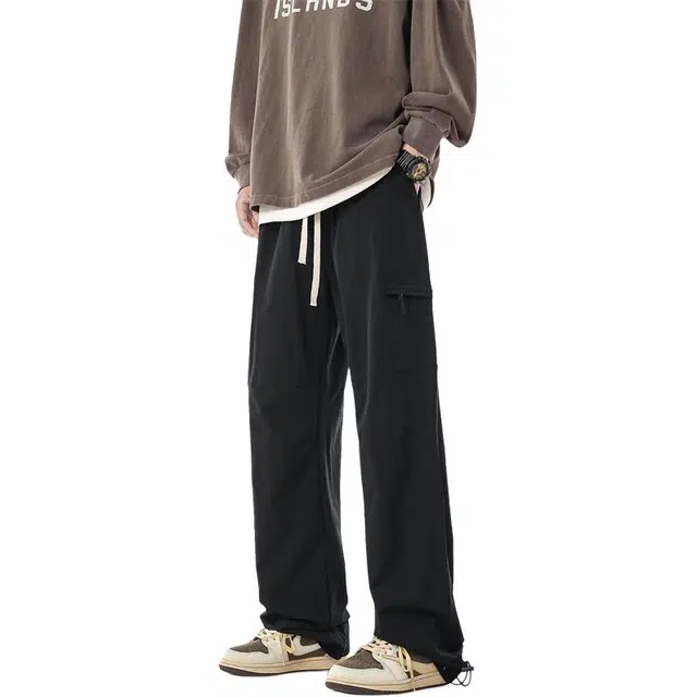 顶峰保罗 潮牌美式高街运动工装裤无性别主义痞帅显高显瘦时尚百搭高级感直筒休闲裤 男女同款