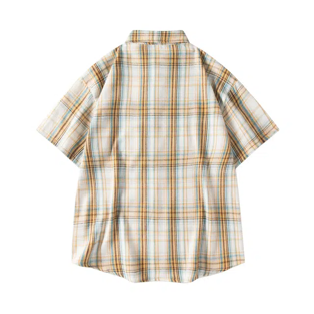 领航骆驼 学院风日系多彩格纹纽扣翻领宽松百搭潮流休闲长袖高街格子衫外套情侣款高级感    衬衫 男女同款