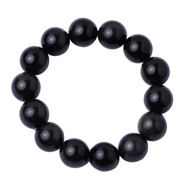 【匠心手作 赠最佳爱人】 灵菲 彩虹眼黑曜岩新中式招财时尚大气七夕限定复古百搭高级感串珠大气男朋友精美礼盒#好运 黑曜石 手串 男款