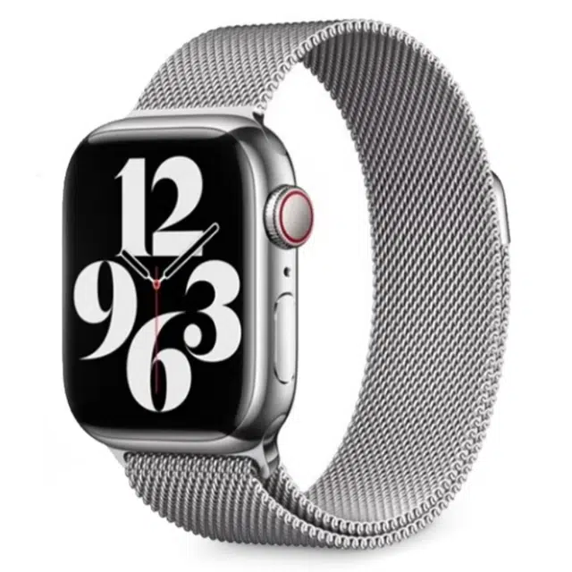 次隐熊 表带 苹果适用 金属材质 亲肤防过敏强磁不掉落透气网面设计金属米兰尼斯手表表带男女通用