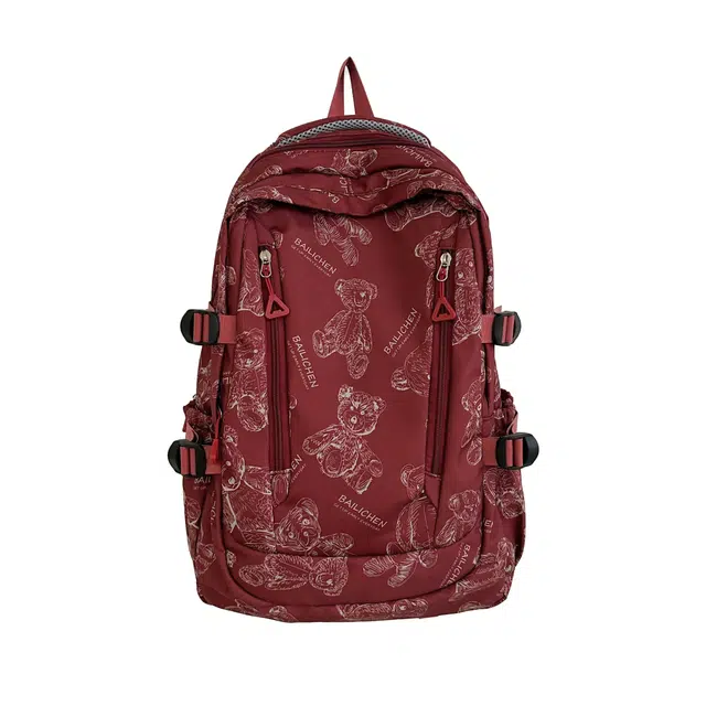 蔻蒂熊 开学高中生女生韩系书包大学生电脑后揹包初中生高颜值大容量简约可爱 涤纶 双肩包 常规 白色/黑色/酒红色/紫罗兰/粉色