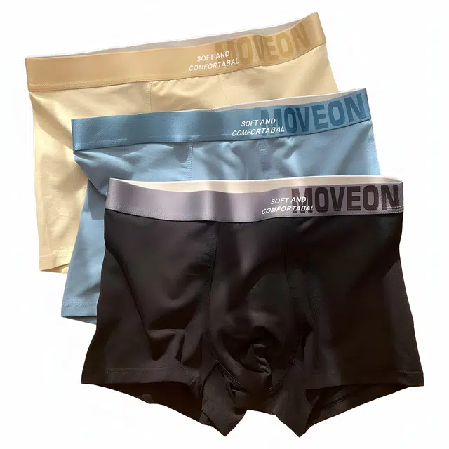 潞优野 高级感舒适纯棉纯色简约青年短裤衩宽边腰带字母潮流透气秋季平角内裤 男款