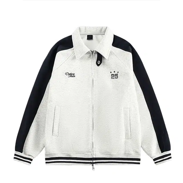 花蔓色 美式学院风撞色条纹休闲插肩袖秋冬情侣棒球服外套夹克 女款