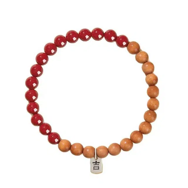茂琼 高含量本命年好运福牌桃木平安护身符小众高级感 朱砂 手串 男女同款情侣款