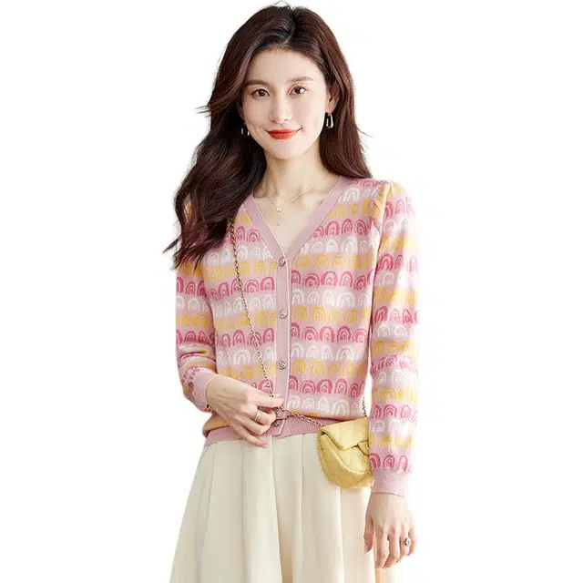 稻草人 温柔风图案时尚百搭轻盈舒适针织衫 女款