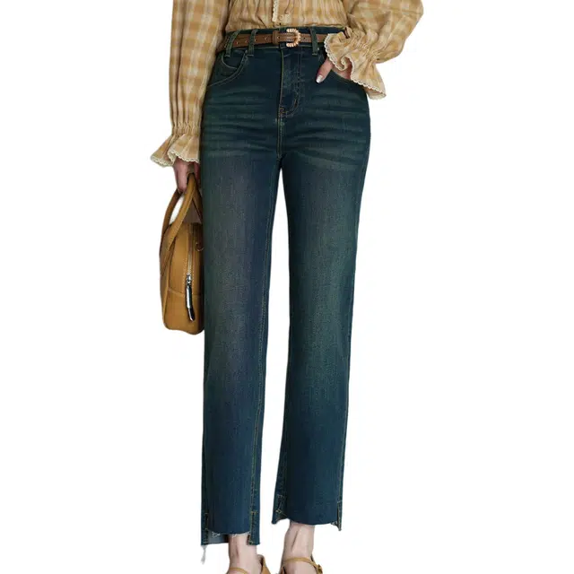 谜秀 复古九分烟管裤牛仔裤 女款