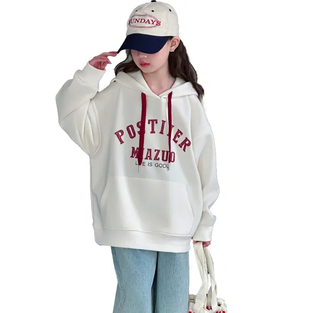 帕兰朵卫衣 女童春秋款连帽上衣儿童长袖字母印花打底衫 青少年