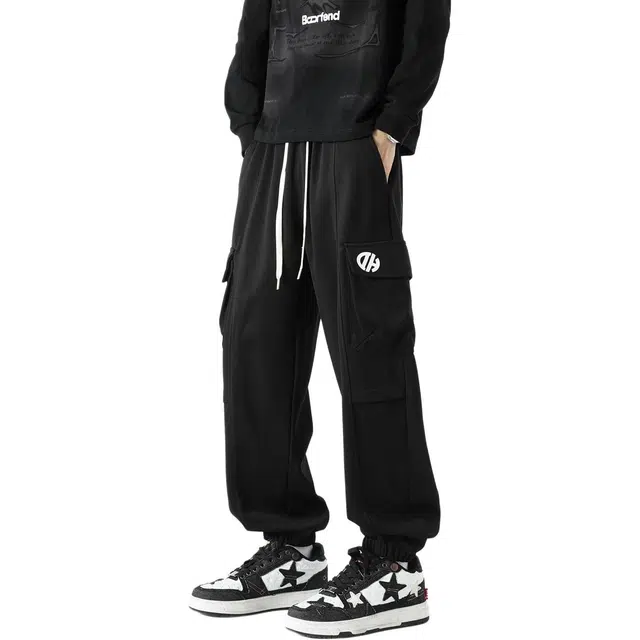 敦煌博物馆 美式复古学院风多口袋机能垂感宽松百搭纯色简约通勤休闲裤 男女同款