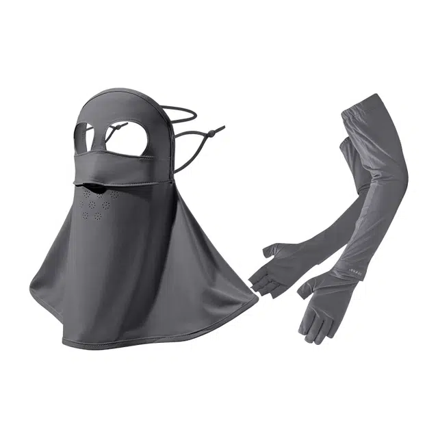 南极人 面罩全脸防紫外线高颜值透气护颈脸基尼冰丝袖套加长款护手臂套户外骑行开车全方位遮阳冰凉透气轻薄款 锦纶 防晒袖 女款