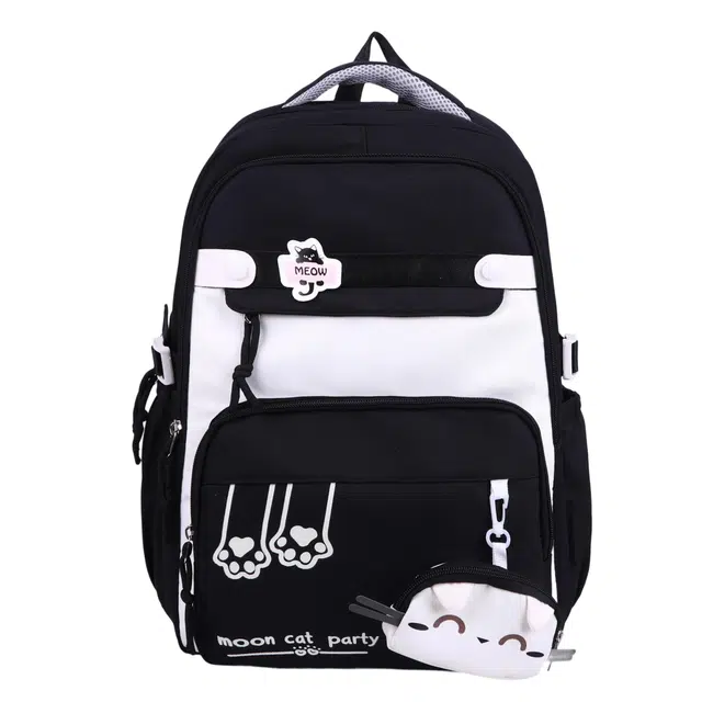 蔻蒂熊 书包女生初中生超大容量中学生高中轻便减负背包高颜值女孩休闲百搭 涤纶 双肩包 黑色/紫色/粉色/红色/棕色