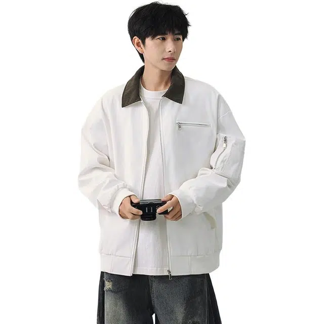 北极绒 美式翻领外套男士春秋季宽松潮牌痞帅复古工装夹克 男女同款