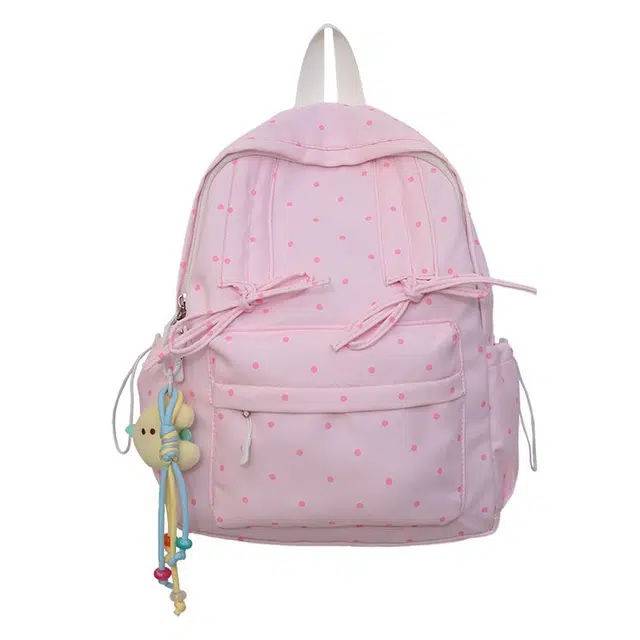 蔻蒂熊 氛围感小书包女大学生设计感少女心可爱波点小型游玩女轻便旅行百搭 涤纶 双肩包 常规 青少年 白色/黑色/粉色/黄色/蓝色