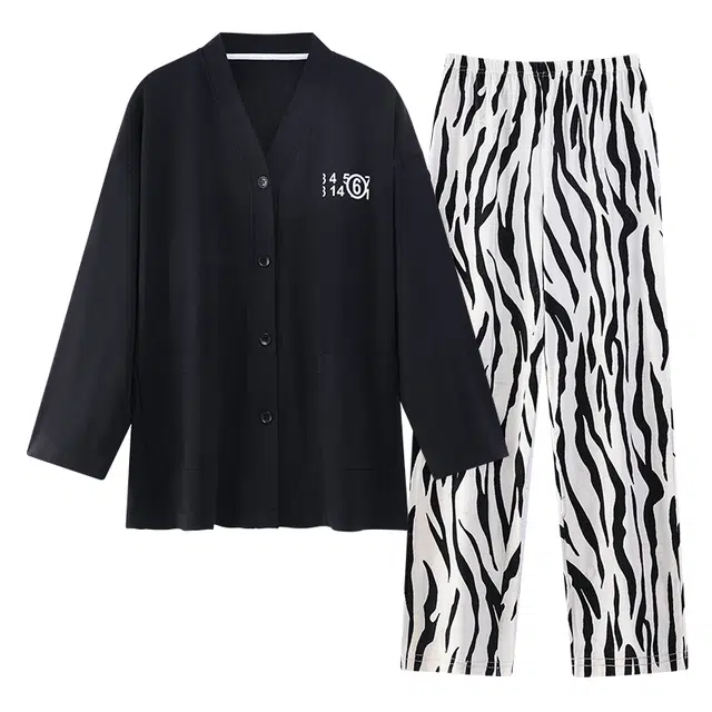 睦隆世家 春秋季纯棉长袖宽松可外穿卡通休闲家居服睡衣套装 女款