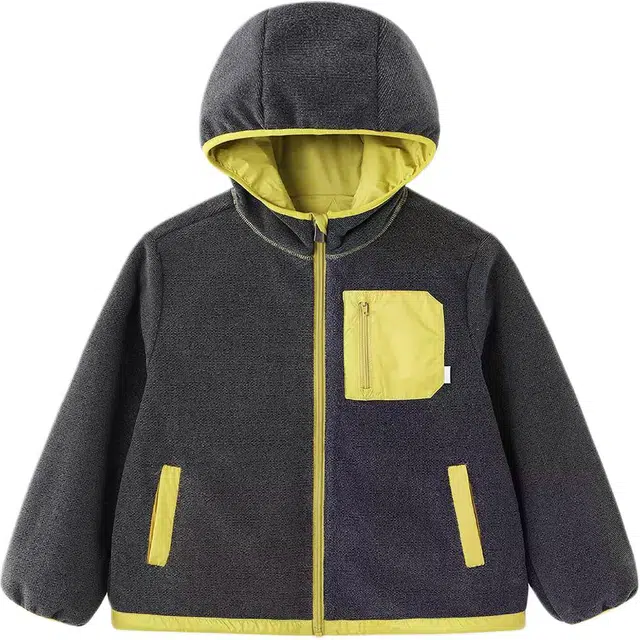 英氏其他上装 保暖摇粒绒抗静电拼色连帽休闲