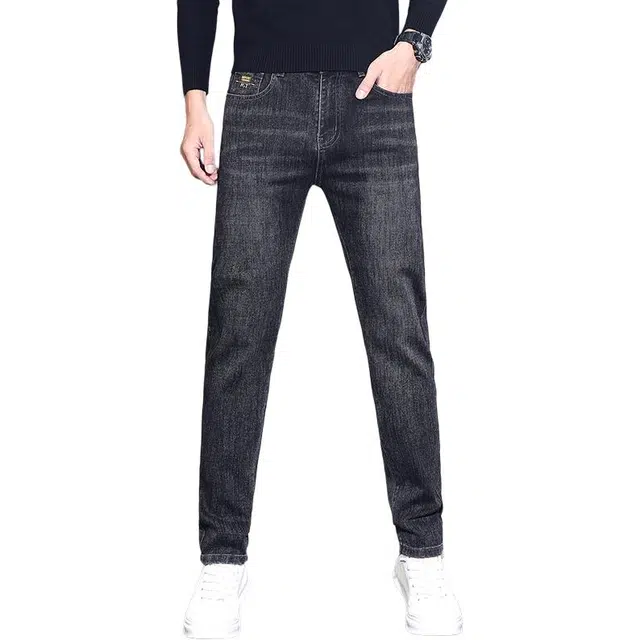 么宁 经典款简约百搭弹力舒适透气潮牌个性合身直筒休闲牛仔裤 男女同款