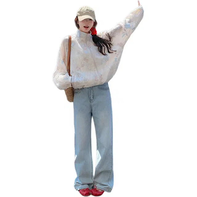 稻草人 休闲轻薄刺绣棒球服小个子百搭洋气外套风衣 女款