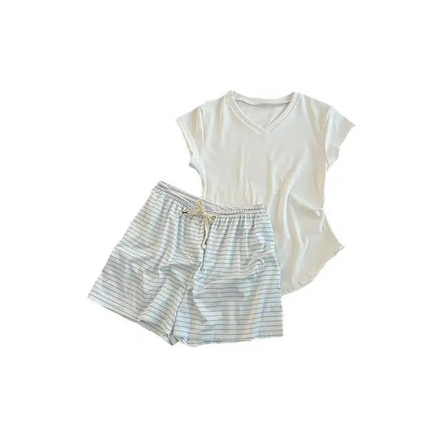 顶瓜瓜 夏季女透气简约休闲设计亲肤舒适面料宽松家居服睡衣套装 女款