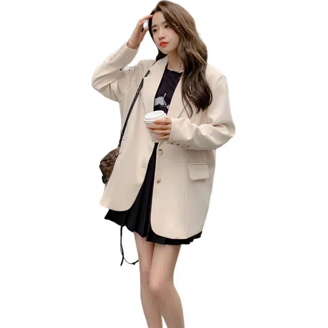 稻草人 时尚百搭休闲西服学院风西装外套 女款