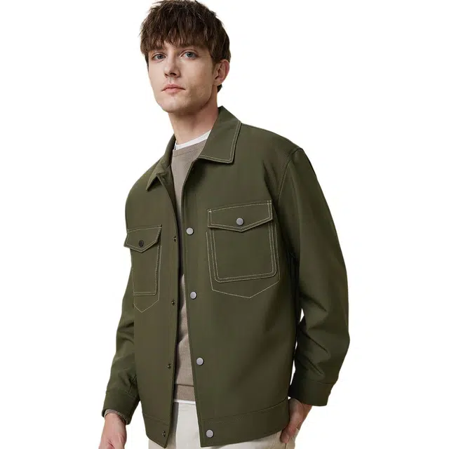 红豆 挺括有型易打理大口袋翻领工装休闲开衫通勤百搭外套夹克 男款