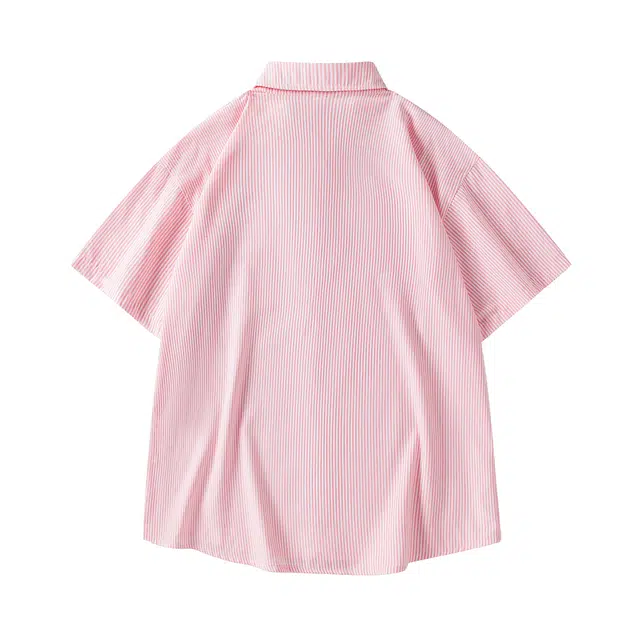 领航骆驼 小香风 简约基础款纯色泡泡沙翻领单排纽扣显瘦百搭宽松休闲学院风日常通勤舒适透气亲肤短袖  衬衫  男女同款