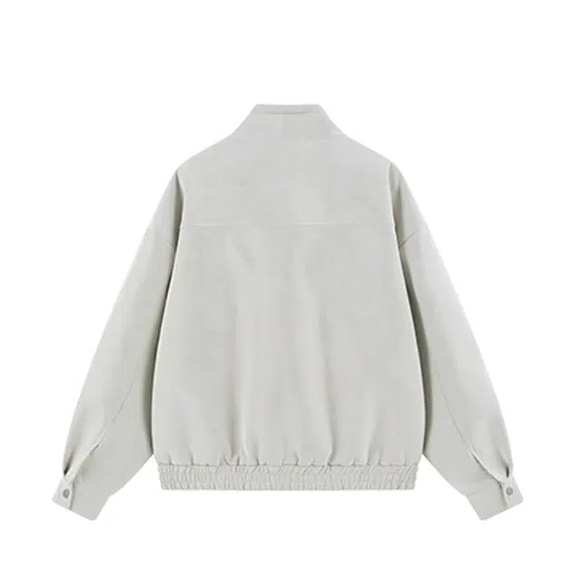 艾梵斯贝 美式复古潮流立领扎染高级感设计无性别主义高街风潮牌日常通勤百搭帅酷气质宽松休闲皮衣 男女同款