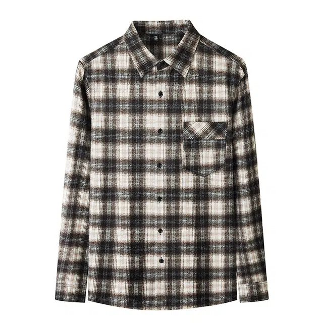 卡丹狄诺 含绵羊毛时尚复古休闲高街潮牌文艺风格子翻领日常通勤百搭外套长袖衬衫 男女同款