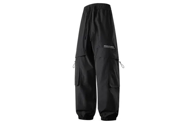 王者荣耀 美式潮牌直筒束脚裤宽松伞兵裤休闲百搭时尚高街痞帅工装裤 标语款 男女同款