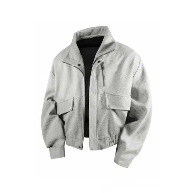 花蔓色 美式复古时尚重磅短款外套女宽松休闲高级感舒适通勤百搭立领情侣上衣夹克 女款