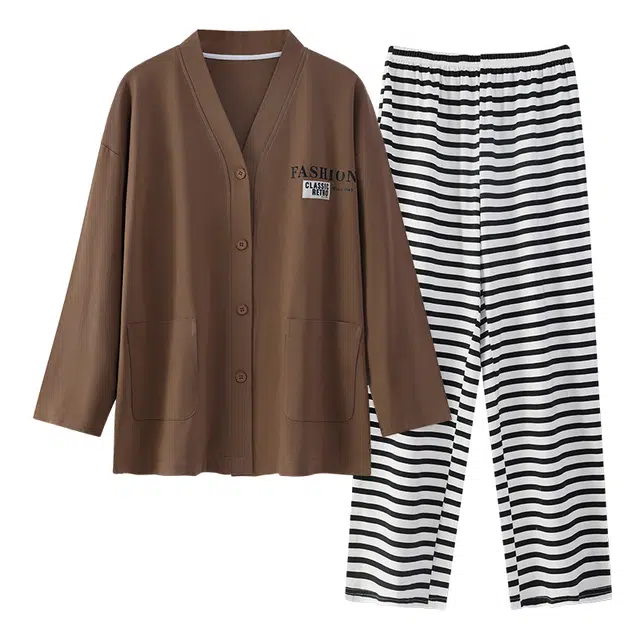 睦隆世家 春秋季纯棉长袖舒适宽松可外穿可爱卡通休闲家居服睡衣套装 女款