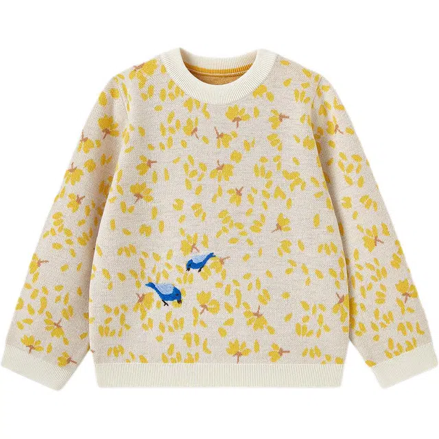 英氏毛衣 高定系列 保暖羊毛复古提花休闲 落叶缤纷 儿童款