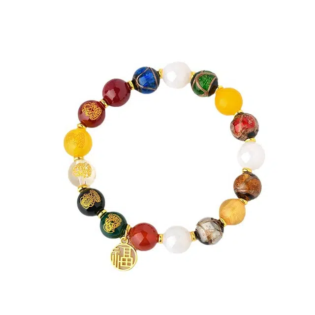 子婳 香灰玛瑙五路财神 新中式民族风复古时尚轻奢浪漫优雅气质护身符手饰#好运 琉璃 手串 男女同款情侣款