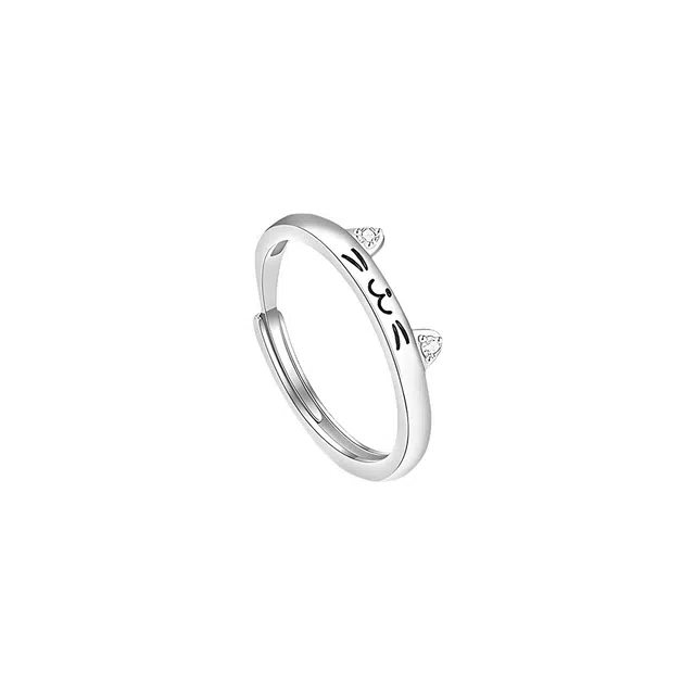 饰伴 猫狗日记对戒小众个性风可爱对戒开口可调节对戒手饰 合金 戒指 男女同款情侣款