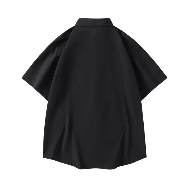 领航骆驼  时尚街头复古潮流百搭舒适韩系青春校园风无性别主义翻领宽松短袖   衬衫 男女同款