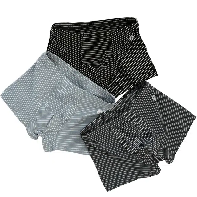 潞优野 纯棉透气精梳棉青年四角裤运动条纹中腰短裤头夏季平角内裤 男款