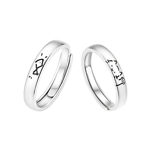 希遇 鱼恋猫屿对戒小众设计甜美高级可调节通勤百搭#好运 合金 戒指 男女同款情侣款