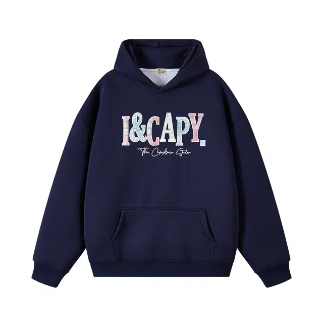 卡皮巴拉小黄豚 美式高街潮牌小香风花卉贴布刺绣字母时尚高级复古嘻哈街头学生落肩休闲套头上衣纯棉舒适透气宽松连帽卫衣 男女同款