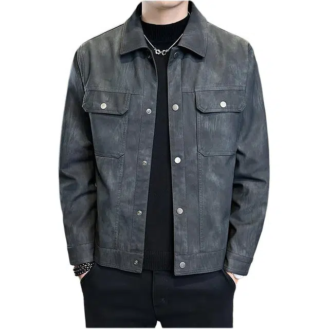 太子龍 美式复古多口袋机车潮流痞帅皮夹克皮衣 男款