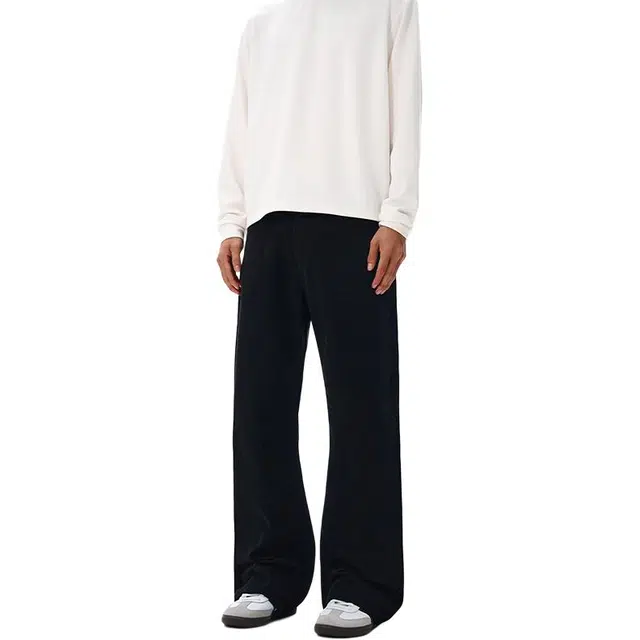 么宁 纯棉基础款宽松直筒裤舒适透气耐穿耐磨潮流时尚个性痞帅阔腿休闲牛仔裤 男女同款